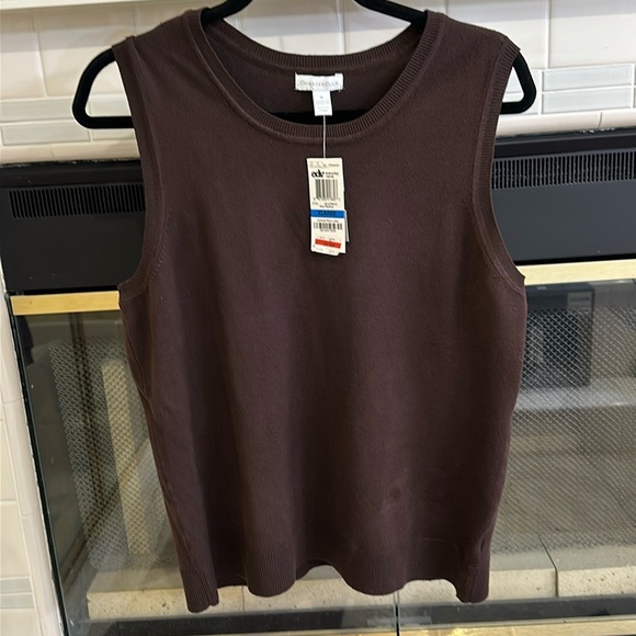 Charter Club Brown light knit vest Rayon/Nylon Size XL-NWT - Picture 1 of 5